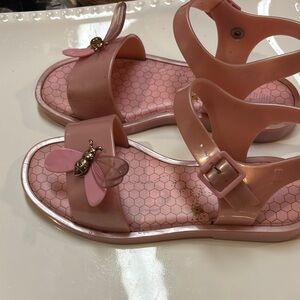 Mini Melissa Pink Sandals with Butterfly Accent